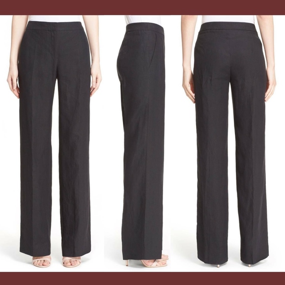 NWT $495 Max Mara Agami‎ Wide Leg Linen Pant in Black [SZ 16 ] - Picture 1 of 8